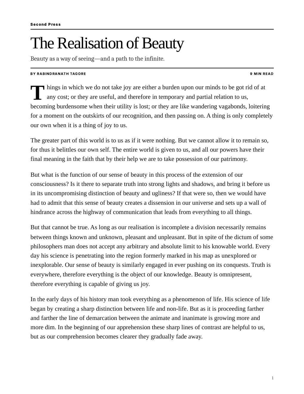 Cover of The Realisation of Beauty