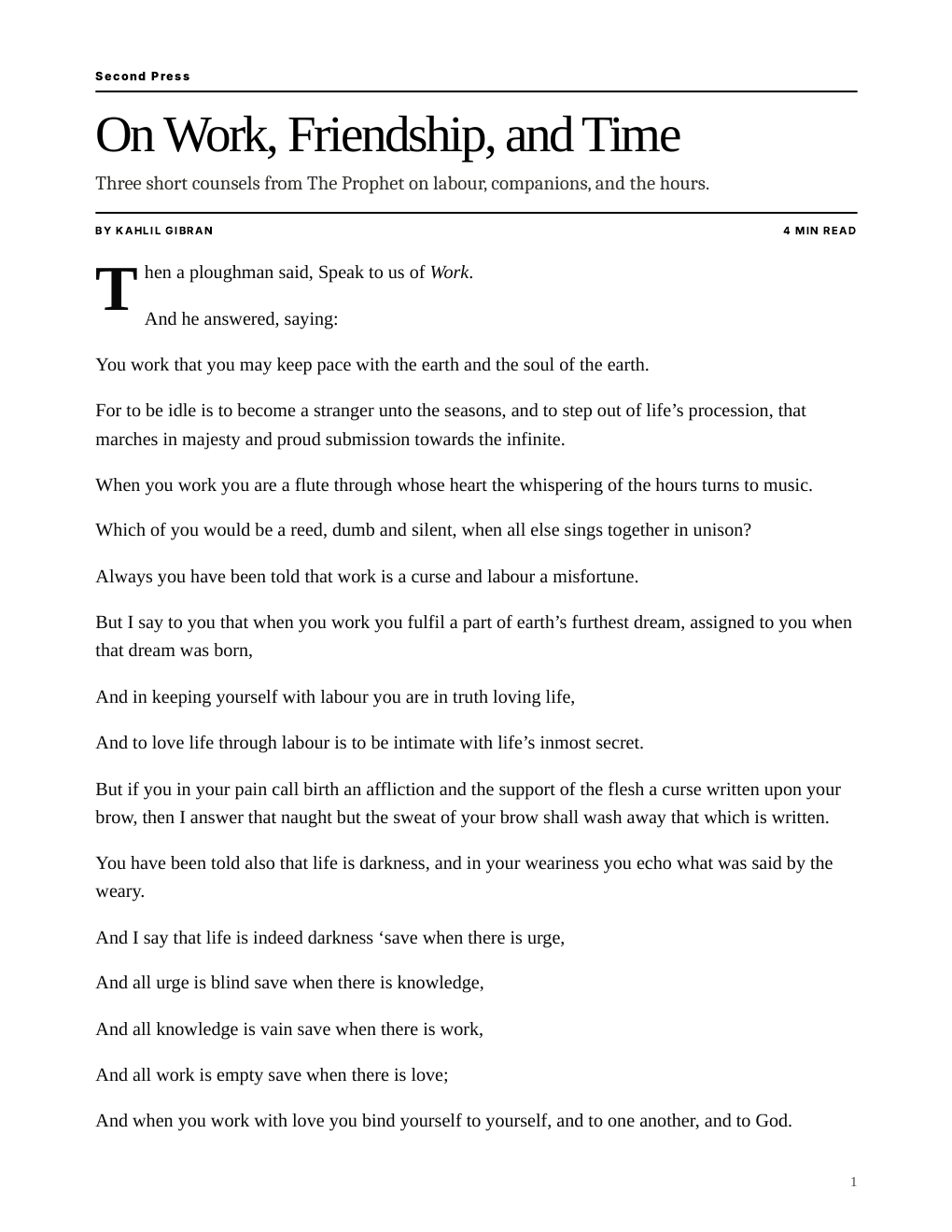 Cover of On Work, Friendship, and Time
